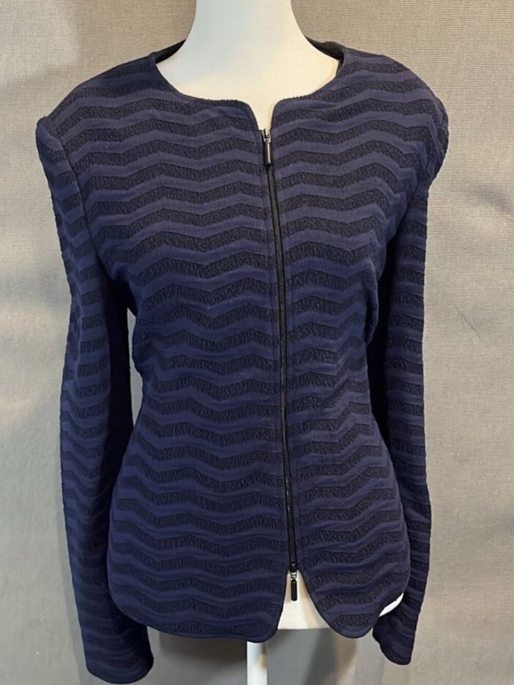 Armani Woman’s Full Zip Navy Sweater Sz 48 NWT